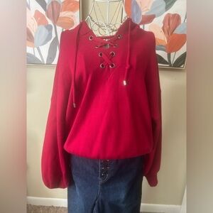 Philosophy Red Lace-Up Sweatshirt